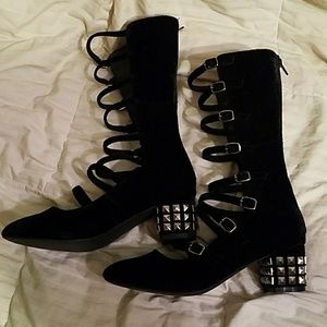 Velvet Mary Jane booties